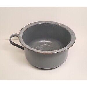 Vintage Graniteware Enamel Chamber Pot Gray Speckled
